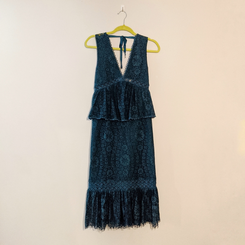NWT Foxiedox Teal Turquoise Lace Tiered Dress